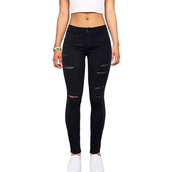 Wax Jeans| Los Angeles| Skinny|black Distressed| Size 5| Has Stretch - Picture 1 of 14